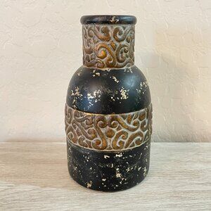 New Vase Distressed Black Tan Bronze Ceramic Hobby Lobby NWT